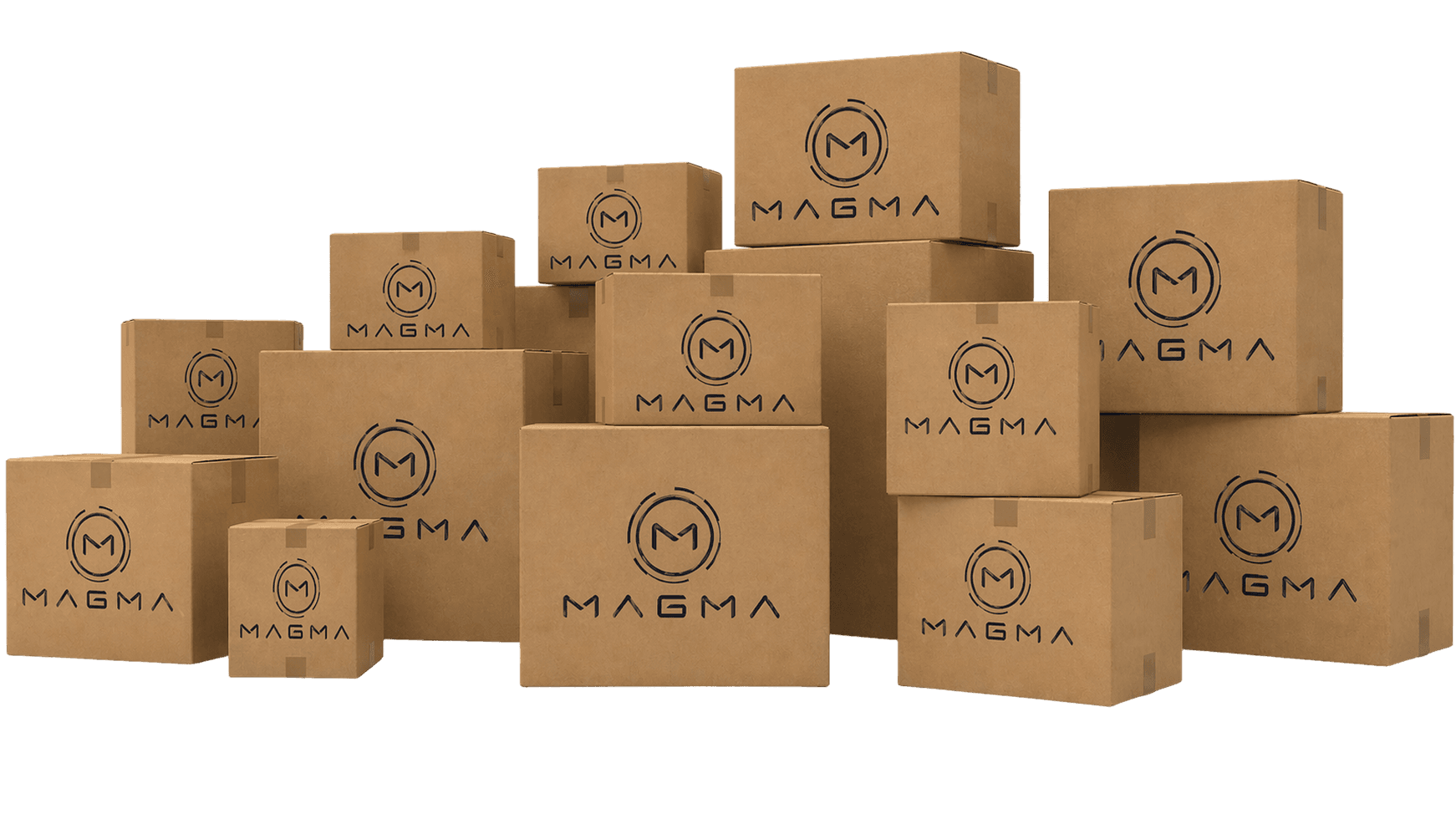 Caixas MAGMA representando expedição e volume operacional